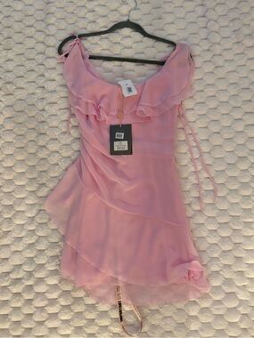 house of cb camilla pink satin dress TH&TH Camilla Bridesmaid Dress In Blush Pink Satin
